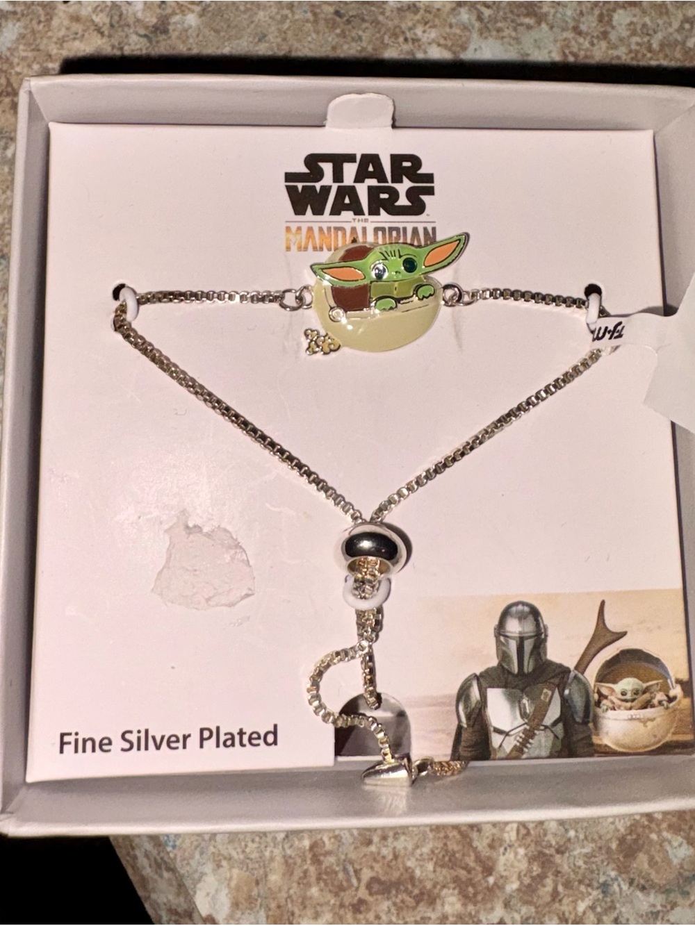Star Wars The Mandalorian The Child Fine Sterling Silver Plated Lariat Bracelet